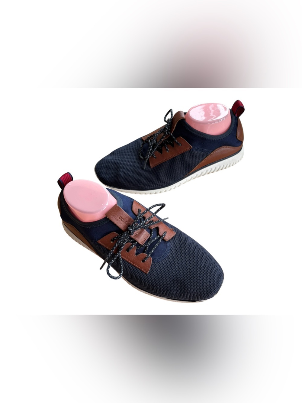 Cole Haan GrandMotion Knit Sneakers Navy Blue Leather Trim C30653 Men's 9.5 M